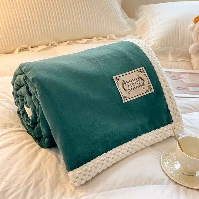 91家纺网 家纺一手货源 找家纺 眠博士 2025新款高克重牛奶绒轻奢大包边毛毯被套 轻奢毛毯-祖母绿