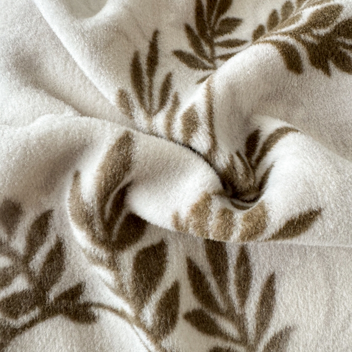 91家纺网 家纺一手货源 找家纺 子曰 2025新款A类高克重蒂肤绒羊绒保暖印花四件套 叶恋-棕