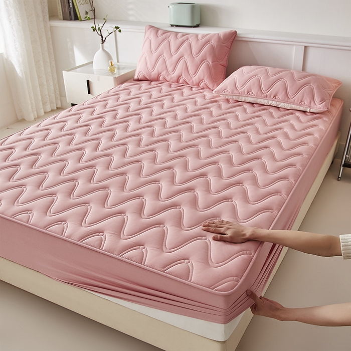 91家纺网 家纺一手货源 找家纺 （总）盛眠家纺 2025新款水洗棉夹棉床笠-云汐