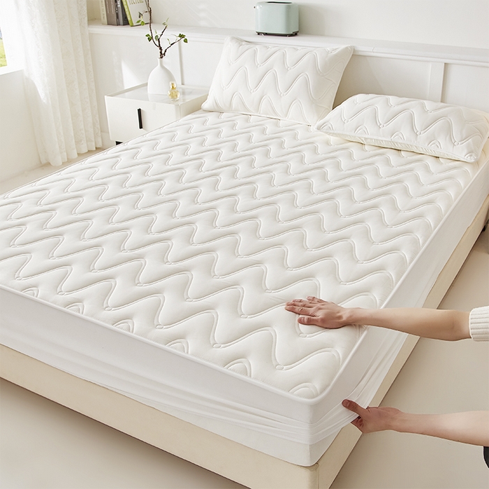 91家纺网 家纺一手货源 找家纺 （总）盛眠家纺 2025新款水洗棉夹棉床笠-云汐