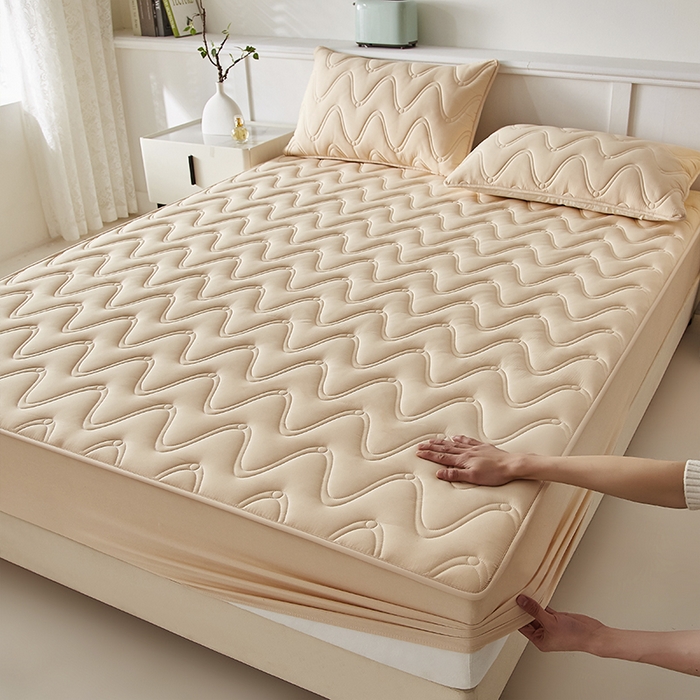 91家纺网 家纺一手货源 找家纺 （总）盛眠家纺 2025新款水洗棉夹棉床笠-云汐