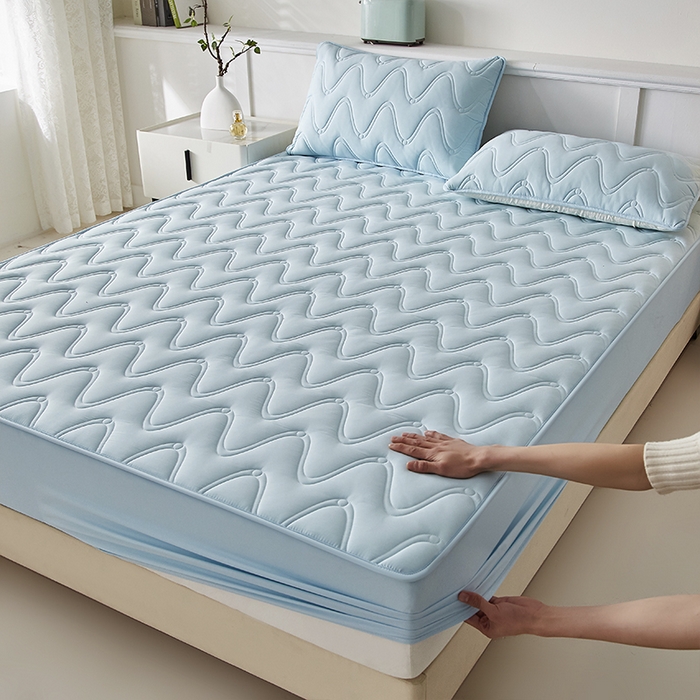 91家纺网 家纺一手货源 找家纺 （总）盛眠家纺 2025新款水洗棉夹棉床笠-云汐