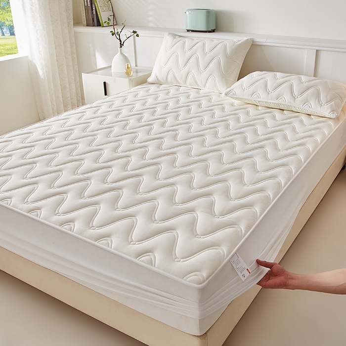 91家纺网 家纺一手货源 找家纺 （总）盛眠家纺 2025新款水洗棉夹棉床笠-云汐