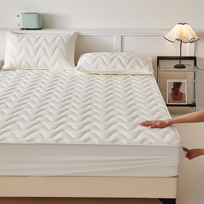 91家纺网 家纺一手货源 找家纺 （总）盛眠家纺 2025新款水洗棉夹棉床笠-云汐