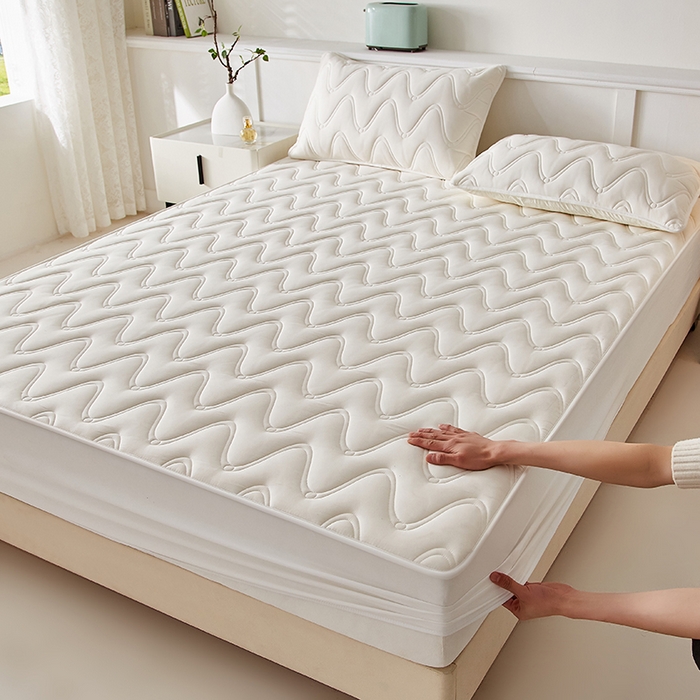 91家纺网 家纺一手货源 找家纺 （总）盛眠家纺 2025新款亲肤舒适水洗棉夹棉床笠-风语