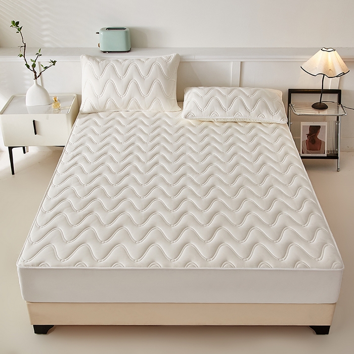 91家纺网 家纺一手货源 找家纺 （总）盛眠家纺 2025新款水洗棉夹棉床笠-云汐