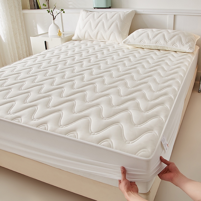 91家纺网 家纺一手货源 找家纺 （总）盛眠家纺 2025新款水洗棉夹棉床笠-云汐