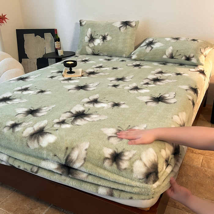 91家纺网 家纺一手货源 找家纺 （总）子曰 2025新款加厚美拉德兔绒床笠