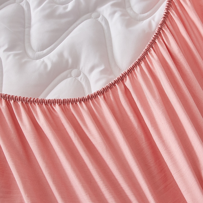 91家纺网 家纺一手货源 找家纺 盛眠家纺 2025新款水洗棉夹棉床笠-云汐 红色