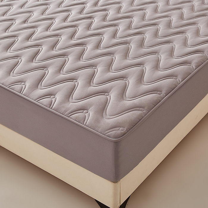 91家纺网 家纺一手货源 找家纺 盛眠家纺 2025新款水洗棉夹棉床笠-云汐 灰色