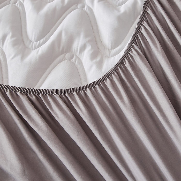 91家纺网 家纺一手货源 找家纺 盛眠家纺 2025新款水洗棉夹棉床笠-云汐 灰色