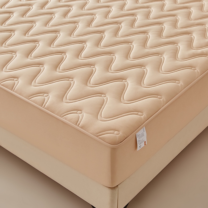 91家纺网 家纺一手货源 找家纺 盛眠家纺 2025新款水洗棉夹棉床笠-云汐 卡其