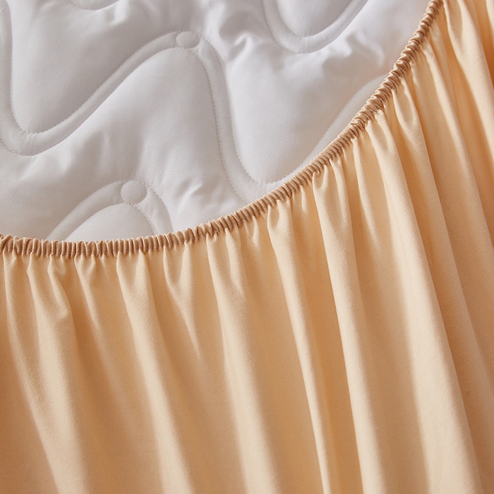 91家纺网 家纺一手货源 找家纺 盛眠家纺 2025新款水洗棉夹棉床笠-云汐 卡其