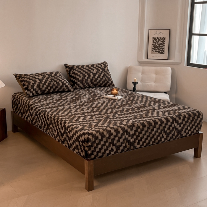 91家纺网 家纺一手货源 找家纺 子曰 2025新款加厚美拉德兔绒床笠 美拉德-格调