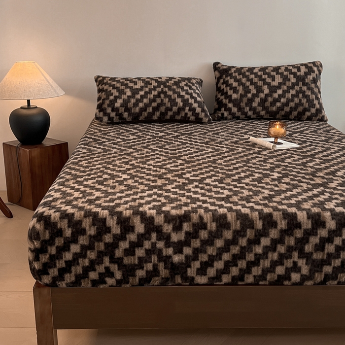 91家纺网 家纺一手货源 找家纺 子曰 2025新款加厚美拉德兔绒床笠 美拉德-格调