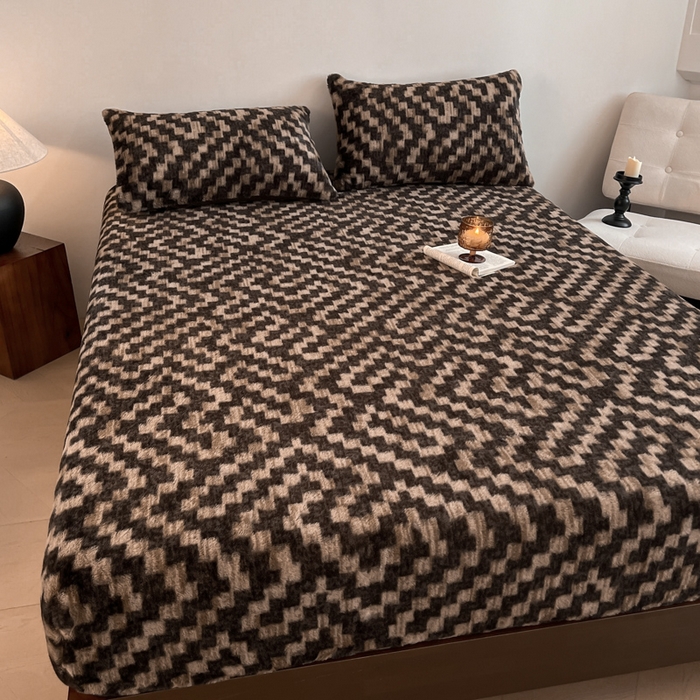 91家纺网 家纺一手货源 找家纺 子曰 2025新款加厚美拉德兔绒床笠 美拉德-格调