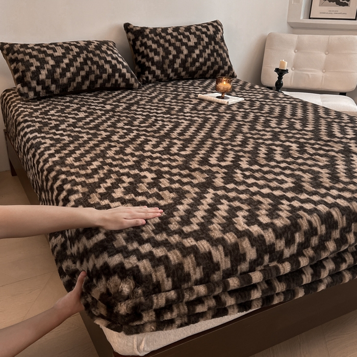 91家纺网 家纺一手货源 找家纺 子曰 2025新款加厚美拉德兔绒床笠 美拉德-格调