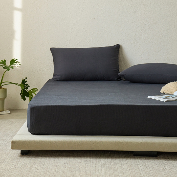 91家纺网 家纺一手货源 找家纺 千朵森 2025新款全棉纯棉提花磨毛床笠单品床笠单件单床笠 线语—暗夜黑