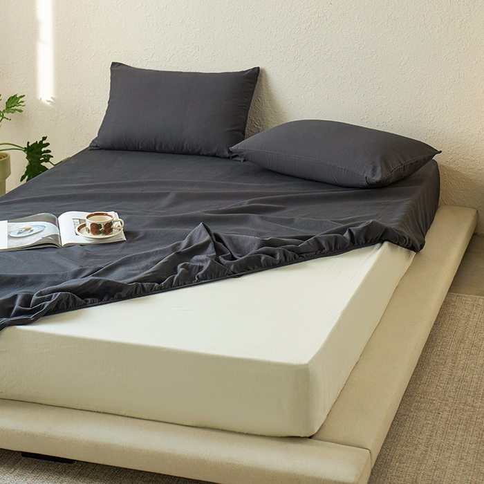 91家纺网 家纺一手货源 找家纺 千朵森 2025新款全棉纯棉提花磨毛床笠单品床笠单件单床笠 线语—暗夜黑