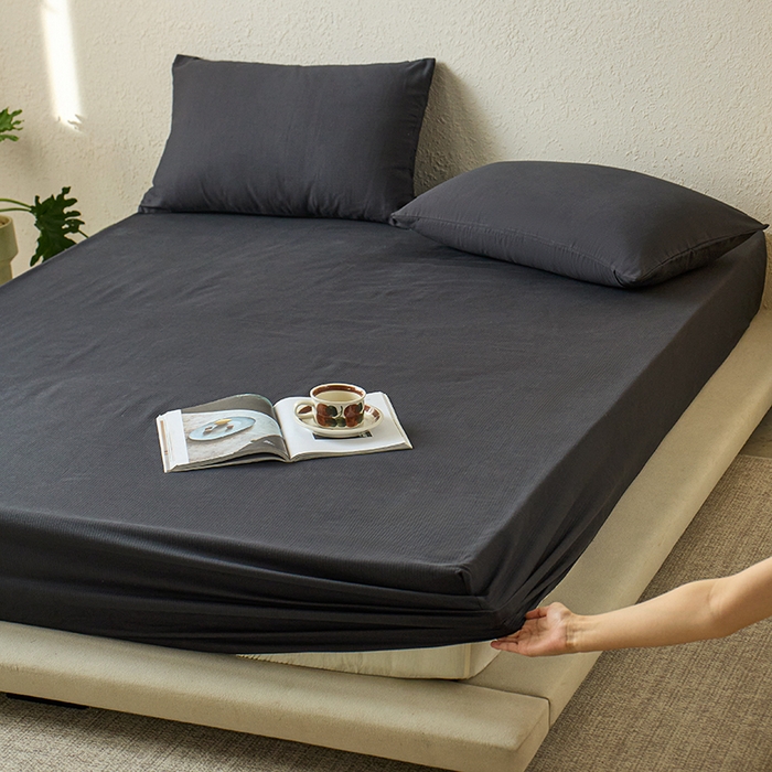 91家纺网 家纺一手货源 找家纺 千朵森 2025新款全棉纯棉提花磨毛床笠单品床笠单件单床笠 线语—暗夜黑