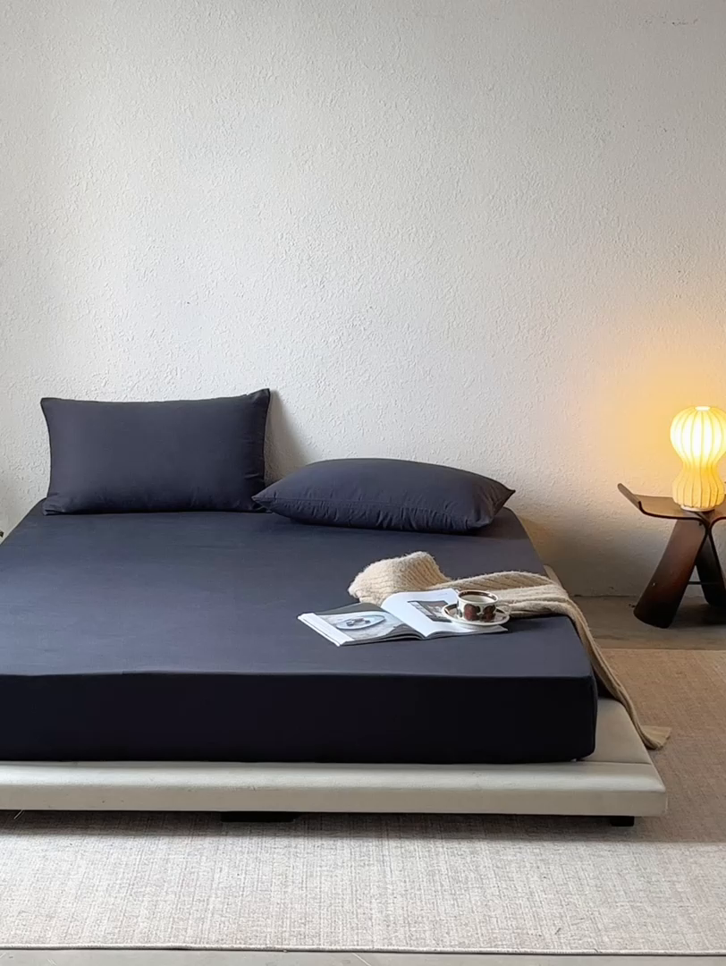 91家纺网 家纺一手货源 找家纺 千朵森 2025新款全棉纯棉提花磨毛床笠单品床笠单件单床笠 线语—暗夜黑