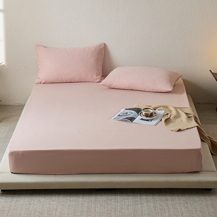 91家纺网 家纺一手货源 找家纺 千朵森 2025新款全棉纯棉提花磨毛床笠单品床笠单件单床笠 线语—豆沙粉