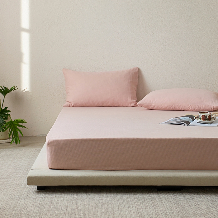 91家纺网 家纺一手货源 找家纺 千朵森 2025新款全棉纯棉提花磨毛床笠单品床笠单件单床笠 线语—豆沙粉