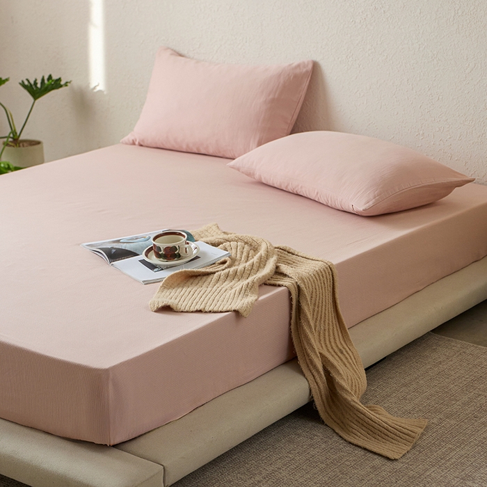 91家纺网 家纺一手货源 找家纺 千朵森 2025新款全棉纯棉提花磨毛床笠单品床笠单件单床笠 线语—豆沙粉