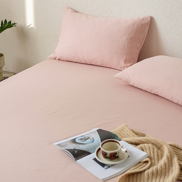 91家纺网 家纺一手货源 找家纺 千朵森 2025新款全棉纯棉提花磨毛床笠单品床笠单件单床笠 线语—豆沙粉