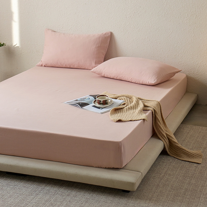 91家纺网 家纺一手货源 找家纺 千朵森 2025新款全棉纯棉提花磨毛床笠单品床笠单件单床笠 线语—豆沙粉