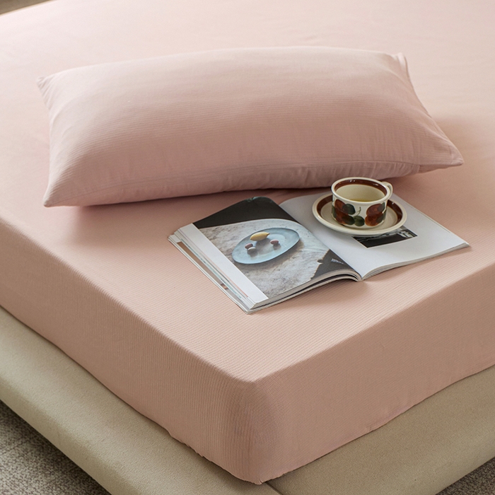 91家纺网 家纺一手货源 找家纺 千朵森 2025新款全棉纯棉提花磨毛床笠单品床笠单件单床笠 线语—豆沙粉