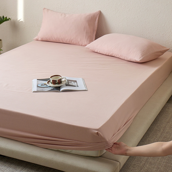 91家纺网 家纺一手货源 找家纺 千朵森 2025新款全棉纯棉提花磨毛床笠单品床笠单件单床笠 线语—豆沙粉