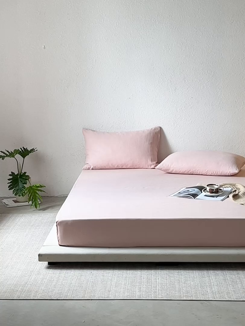 91家纺网 家纺一手货源 找家纺 千朵森 2025新款全棉纯棉提花磨毛床笠单品床笠单件单床笠 线语—豆沙粉