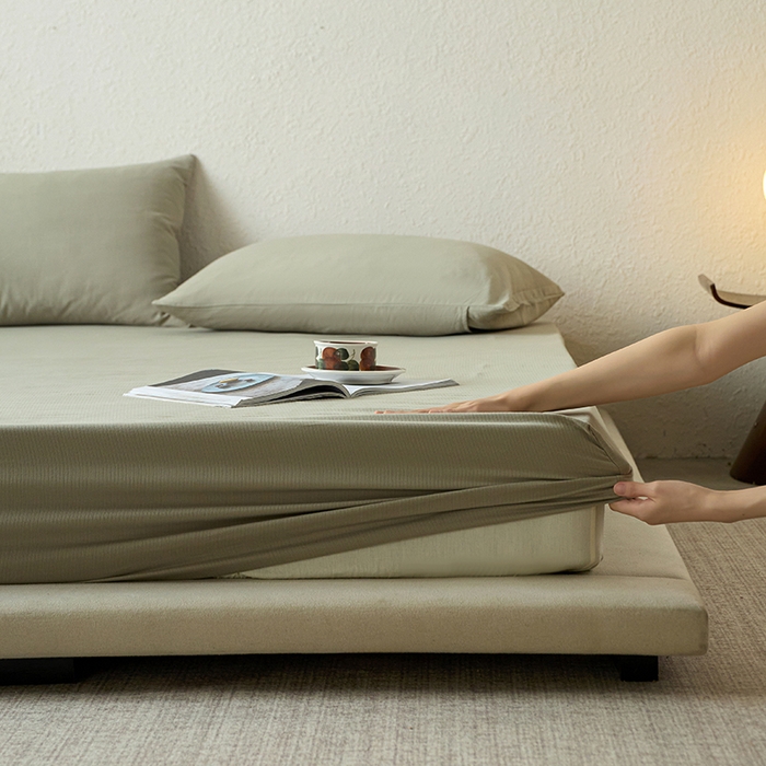 91家纺网 家纺一手货源 找家纺 千朵森 2025新款全棉纯棉提花磨毛床笠单品床笠单件单床笠 线语—海沫绿