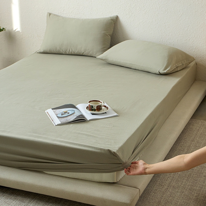 91家纺网 家纺一手货源 找家纺 千朵森 2025新款全棉纯棉提花磨毛床笠单品床笠单件单床笠 线语—海沫绿