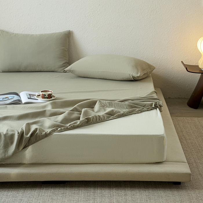 91家纺网 家纺一手货源 找家纺 千朵森 2025新款全棉纯棉提花磨毛床笠单品床笠单件单床笠 线语—海沫绿