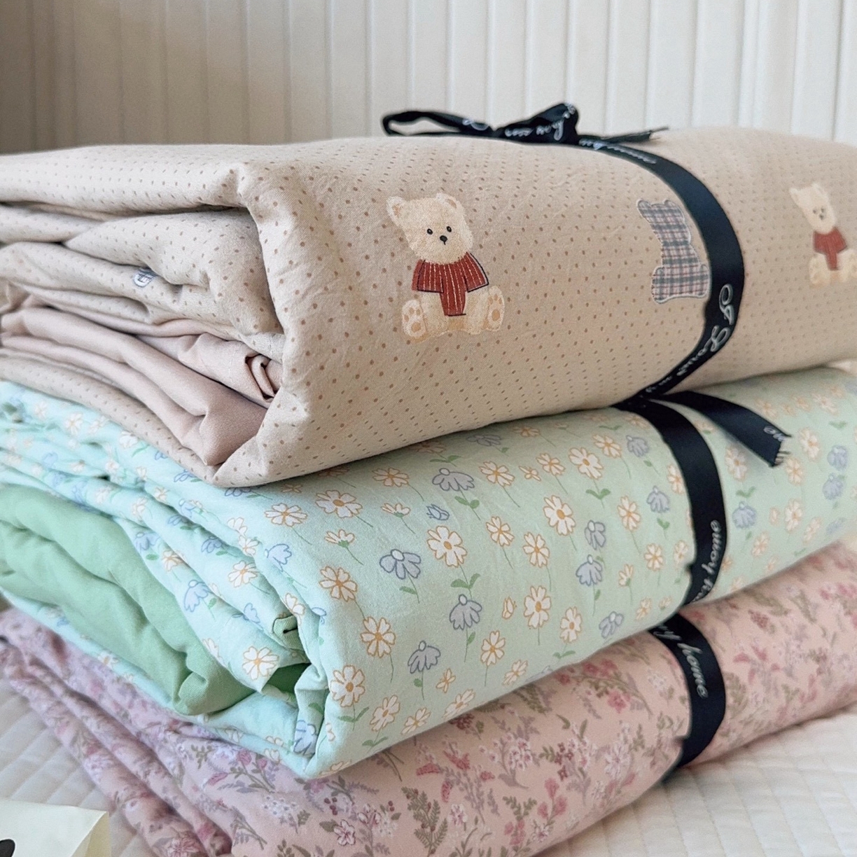 91家纺网 家纺一手货源 找家纺 （总）兜米家居 2025新款古法水洗棉印花小清新四件套