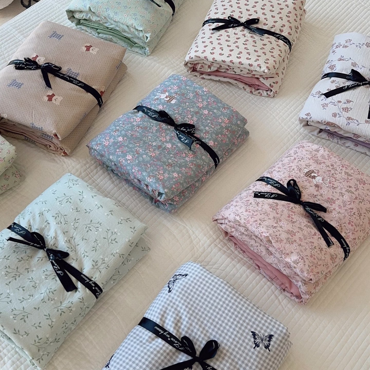 91家纺网 家纺一手货源 找家纺 （总）兜米家居 2025新款古法水洗棉印花小清新四件套