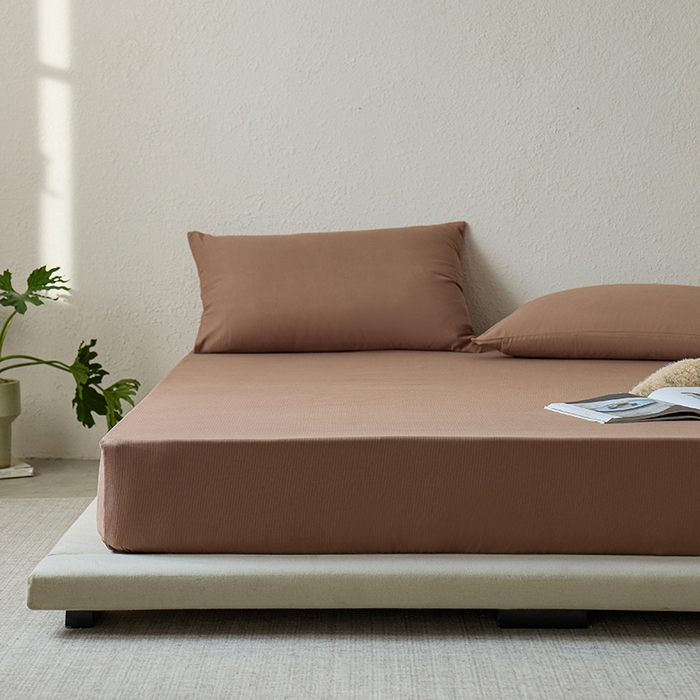 91家纺网 家纺一手货源 找家纺 千朵森 2025新款全棉纯棉提花磨毛床笠单品床笠单件单床笠 线语—马可棕