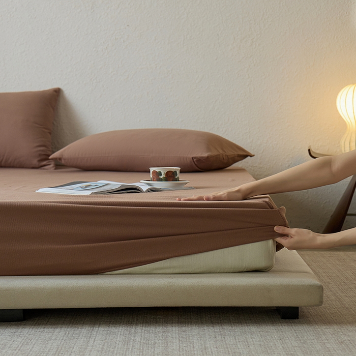 91家纺网 家纺一手货源 找家纺 千朵森 2025新款全棉纯棉提花磨毛床笠单品床笠单件单床笠 线语—马可棕