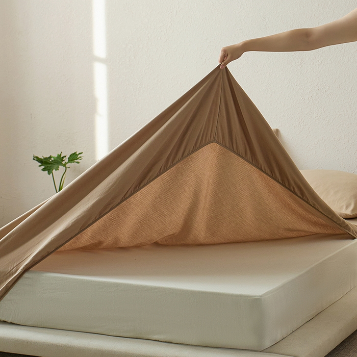 91家纺网 家纺一手货源 找家纺 千朵森 2025新款全棉纯棉提花磨毛床笠单品床笠单件单床笠 线语—奶茶杏