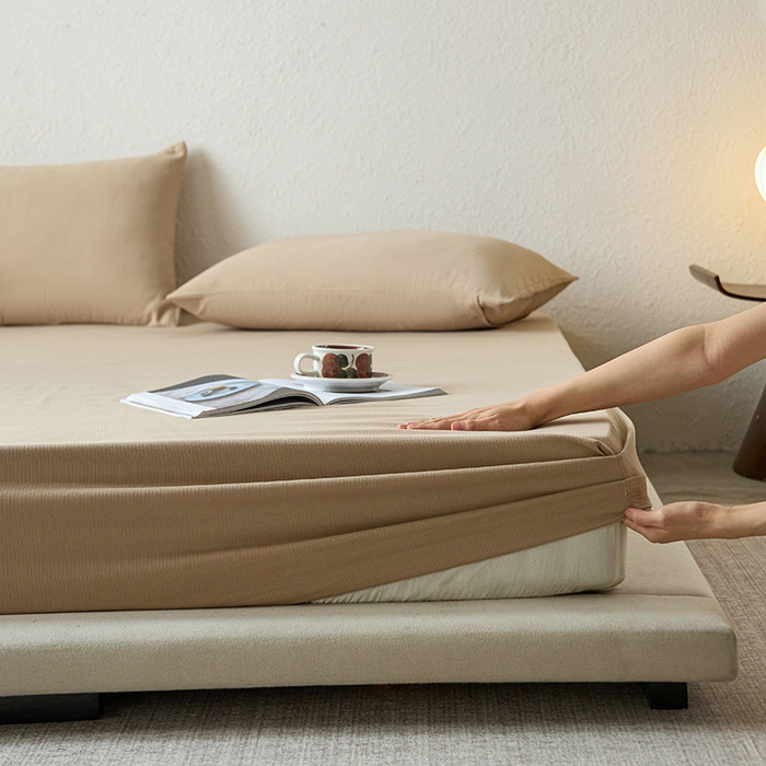 91家纺网 家纺一手货源 找家纺 千朵森 2025新款全棉纯棉提花磨毛床笠单品床笠单件单床笠 线语—奶茶杏