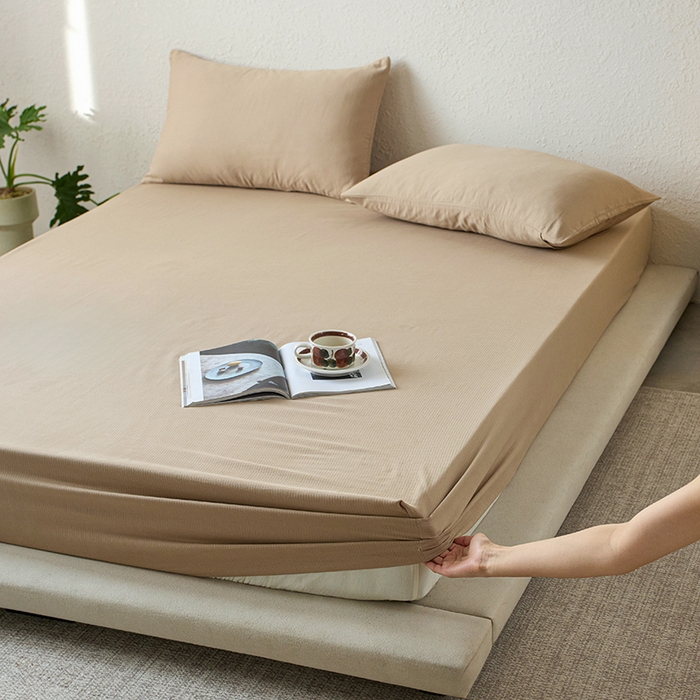 91家纺网 家纺一手货源 找家纺 千朵森 2025新款全棉纯棉提花磨毛床笠单品床笠单件单床笠 线语—奶茶杏