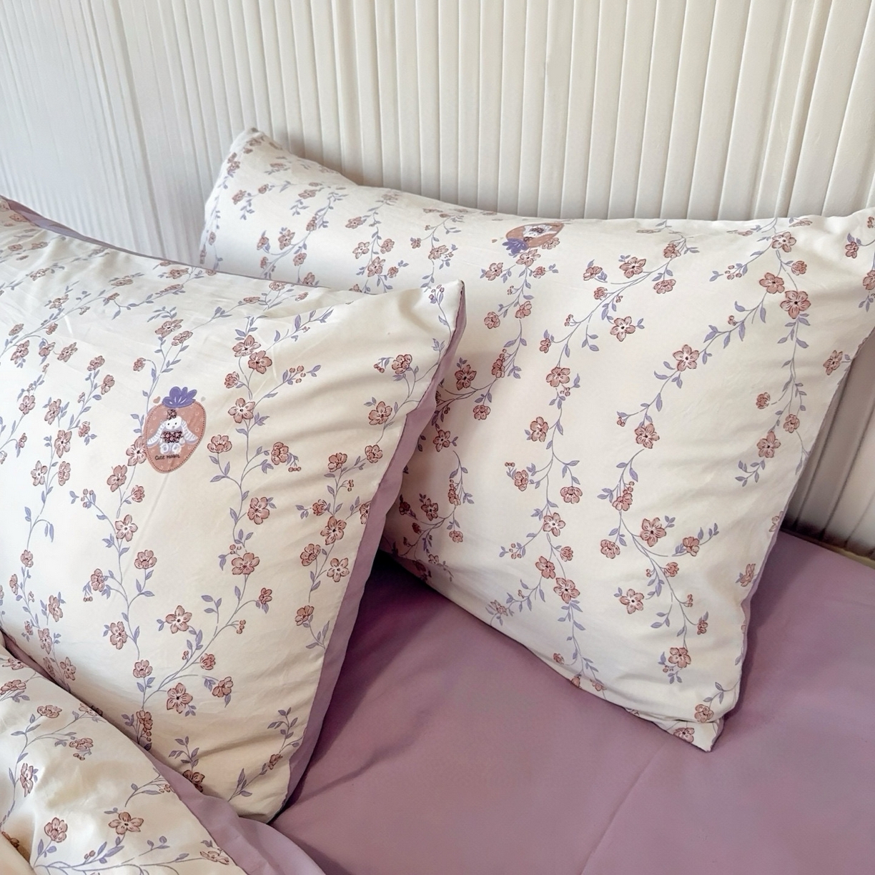 91家纺网 家纺一手货源 找家纺 兜米家居 2025新款古法水洗棉印花小清新四件套 唯美紫