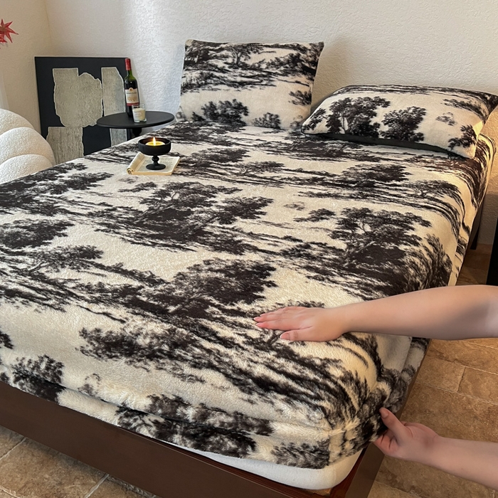 91家纺网 家纺一手货源 找家纺 子曰 2025新款加厚美拉德兔绒床笠 美拉德-赫本