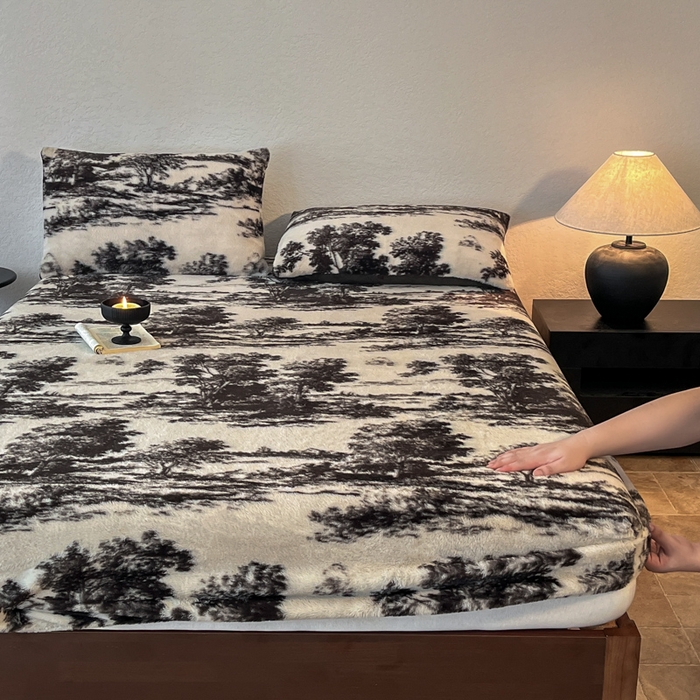 91家纺网 家纺一手货源 找家纺 子曰 2025新款加厚美拉德兔绒床笠 美拉德-赫本