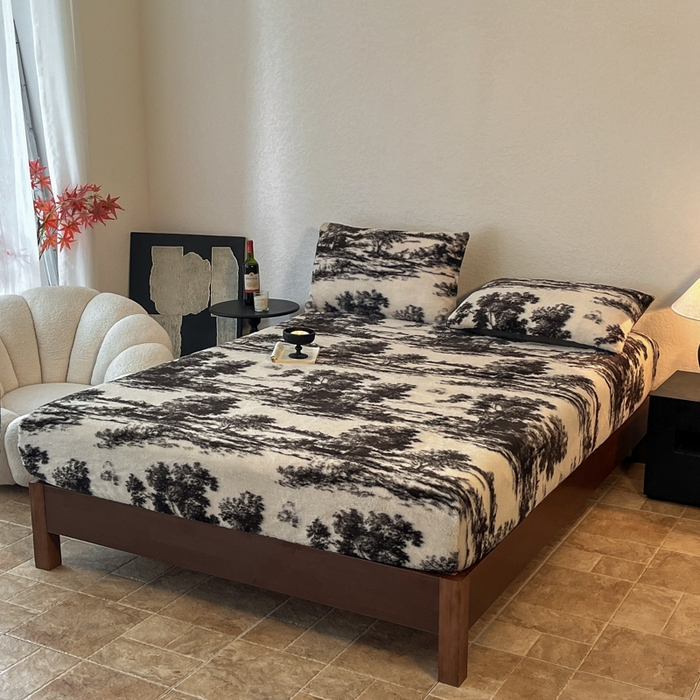 91家纺网 家纺一手货源 找家纺 子曰 2025新款加厚美拉德兔绒床笠 美拉德-赫本