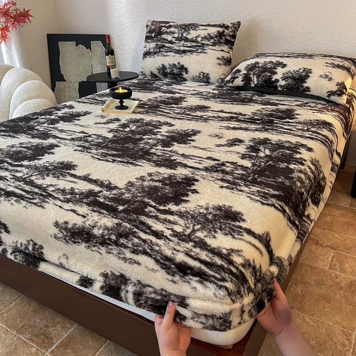 91家纺网 家纺一手货源 找家纺 子曰 2025新款加厚美拉德兔绒床笠 美拉德-赫本