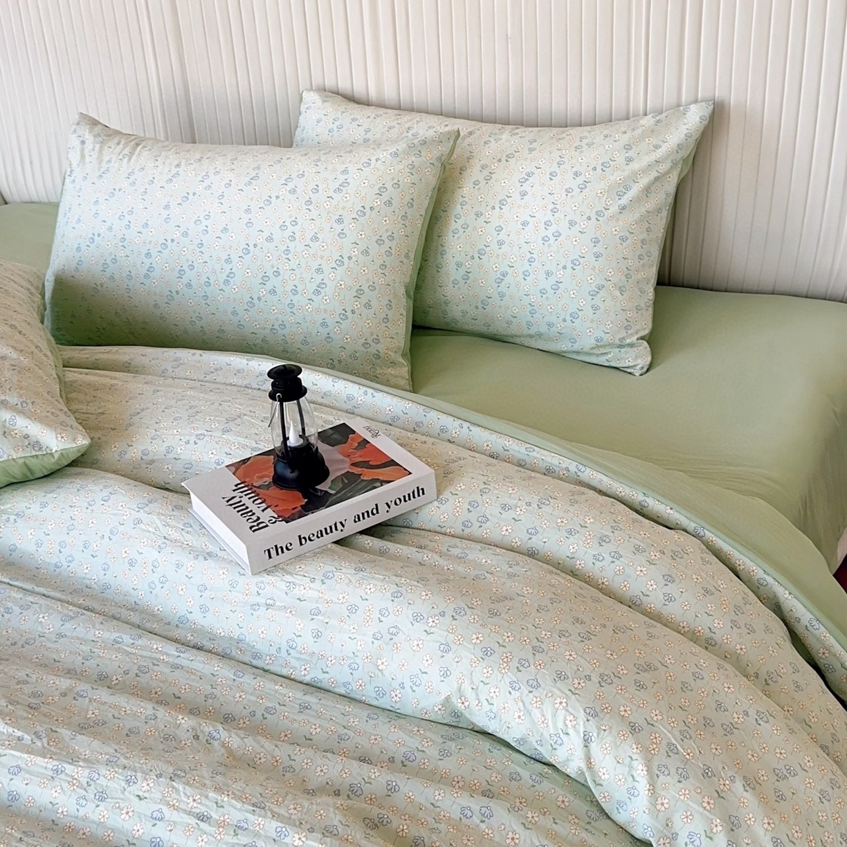 91家纺网 家纺一手货源 找家纺 兜米家居 2025新款古法水洗棉印花小清新四件套 小兰花