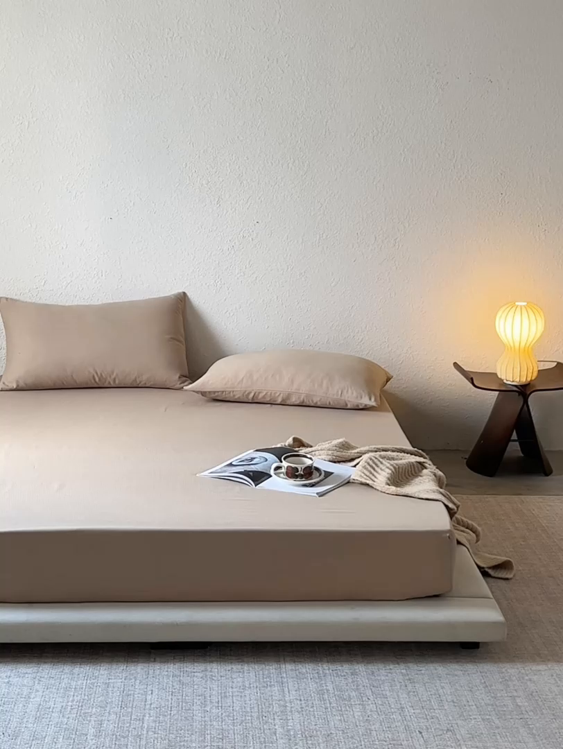 91家纺网 家纺一手货源 找家纺 千朵森 2025新款全棉纯棉提花磨毛床笠单品床笠单件单床笠 线语—奶茶杏